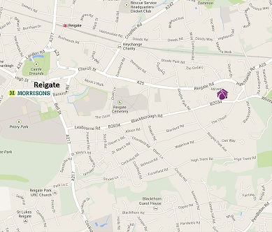 Reigate Map showing Serviced Apartments