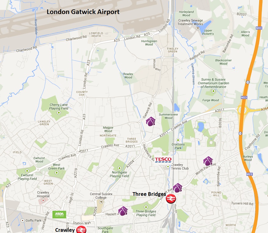 Craley location map showing serviced apartments